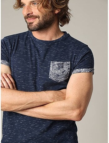 T-shirt en coton et col rond 'Deeluxe'