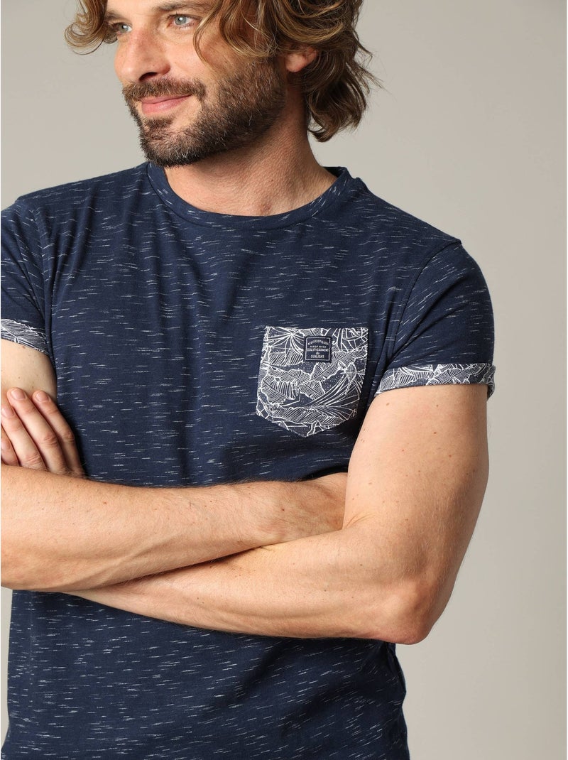 T-shirt en coton et col rond 'Deeluxe' Bleu marine - Kiabi