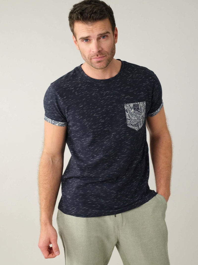 T-shirt en coton et col rond pour homme 'Deeluxe' Bleu marine - Kiabi