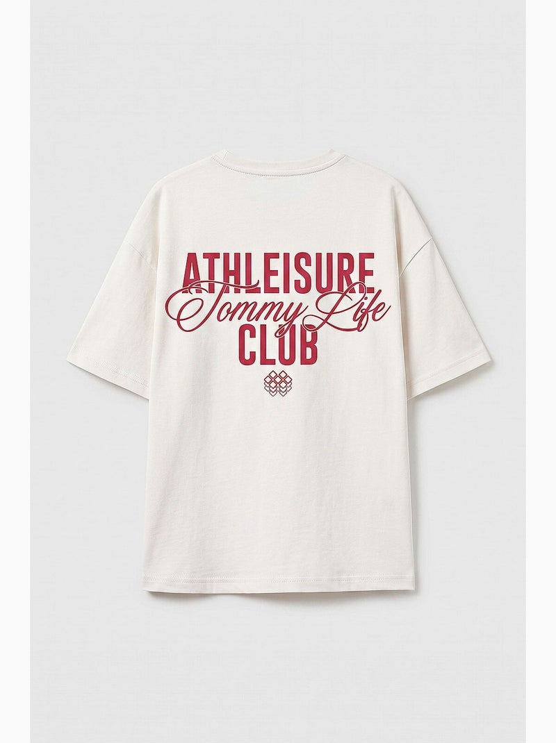 T-shirt en coton et élasthanne tommy Blanc cassé - Kiabi