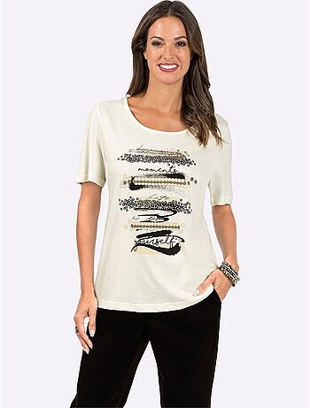 T shirt en coton et manches courtes avec imprimé abstrait - Taille standard - Witt