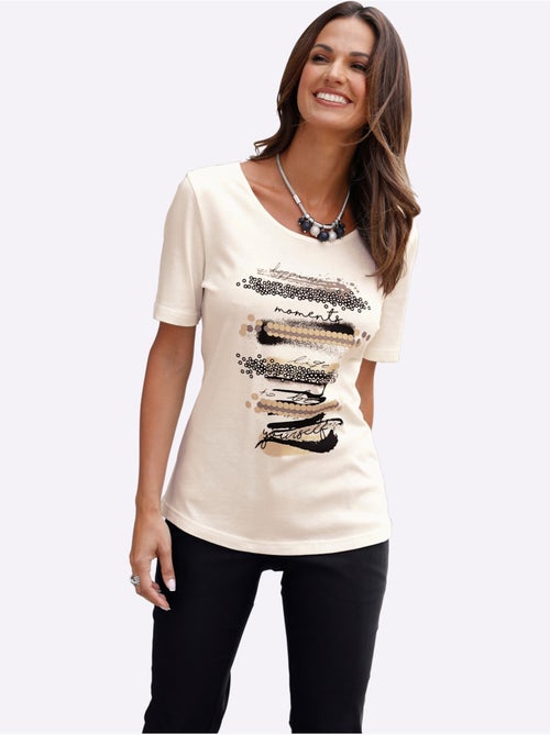T shirt en coton et manches courtes avec imprimé abstrait - Taille standard - Witt - Kiabi