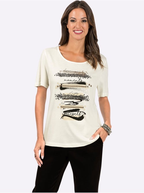 T shirt en coton et manches courtes avec imprimé abstrait - Taille standard - Witt - Kiabi