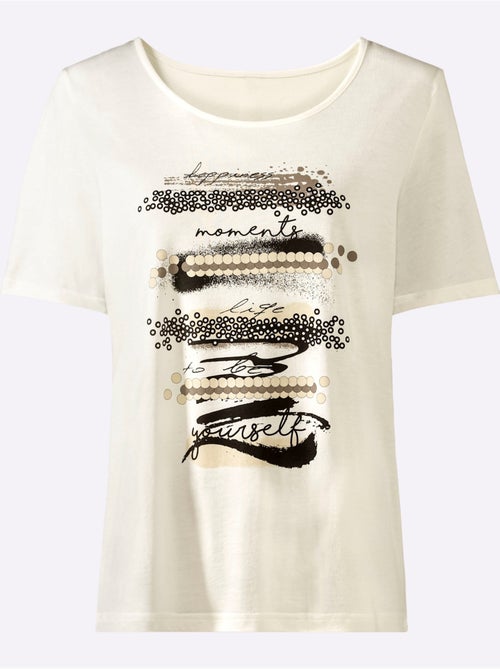 T shirt en coton et manches courtes avec imprimé abstrait - Taille standard - Witt - Kiabi