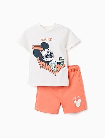 T-shirt en coton et short avec imprimé Mickey
