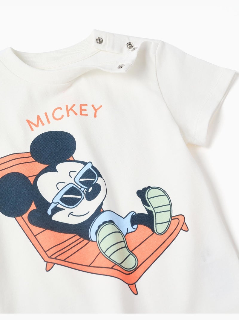 T-shirt en coton et short avec imprimé Mickey Noir Orange - Kiabi
