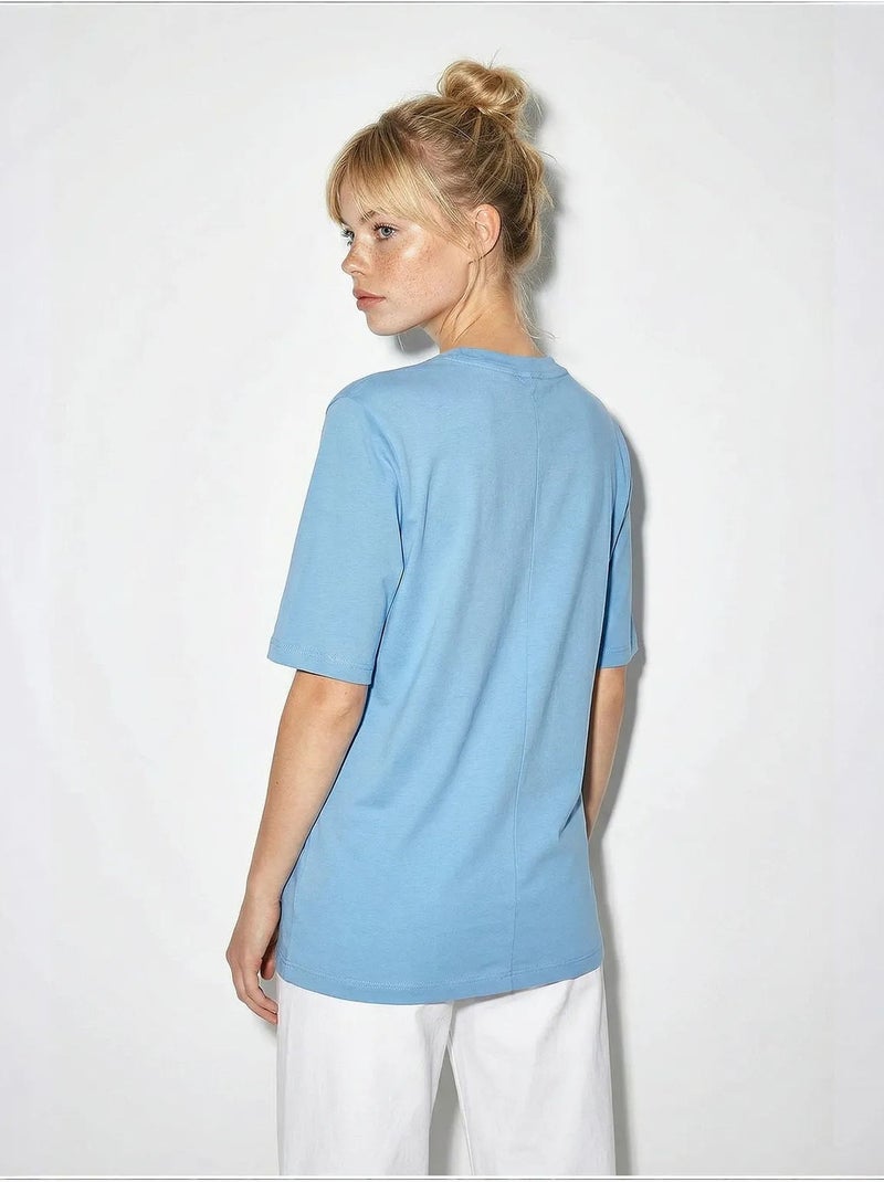 T-shirt en coton femme lucci Bleu ciel - Kiabi