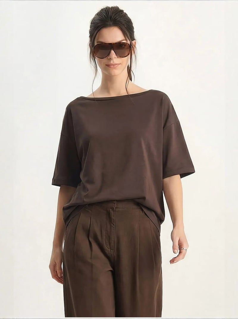 T-shirt en coton femme lucci Marron - Kiabi