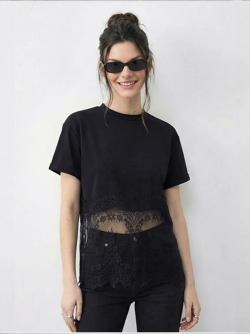 T-shirt en coton femme lucci Noir - Kiabi