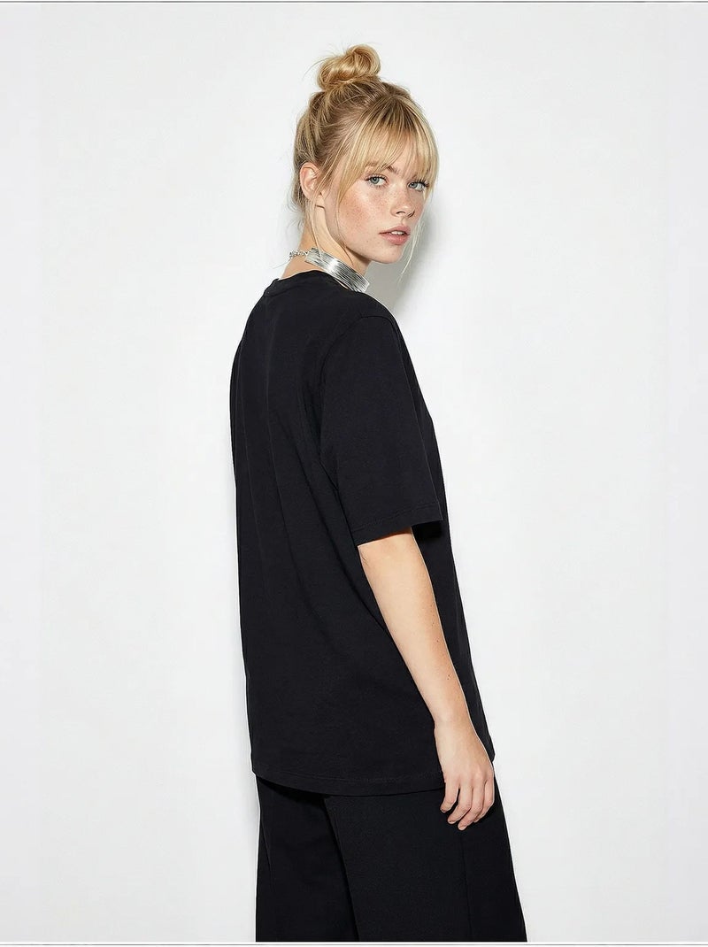 T-shirt en coton femme lucci Noir - Kiabi