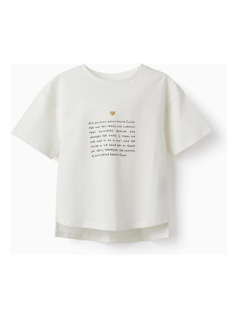 T-shirt en Coton Fille 'Marie Curie' manches courtes  GREAT GOALS GREAT WORLD Blanc - Kiabi