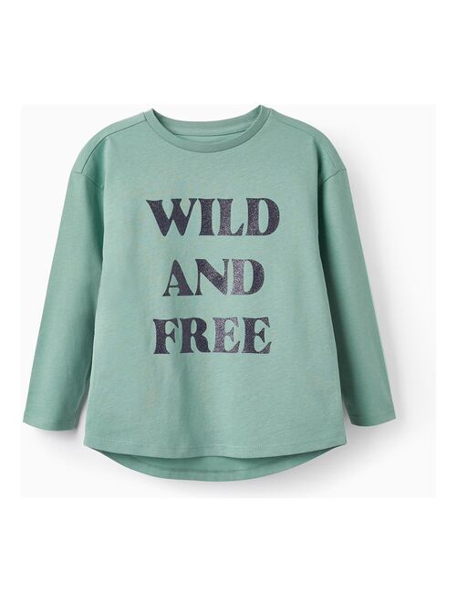 T-shirt en Coton Fille 'Wild and Free' manches longues  GREAT GOALS GREAT WORLD - Kiabi