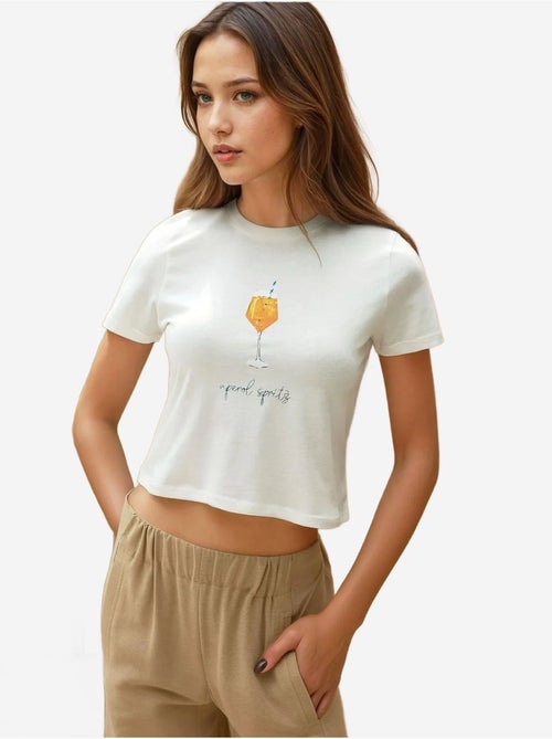T-shirt en coton imprimé à col ras du cou et coupe classique - Kiabi