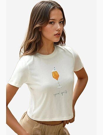 T-shirt en coton imprimé à col ras du cou et coupe classique hiccup