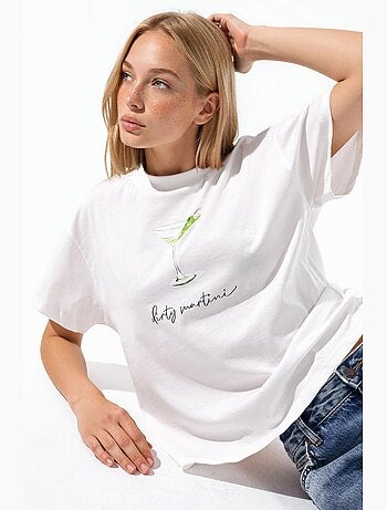 T-shirt en coton imprimé à col ras du cou et coupe classique hiccup