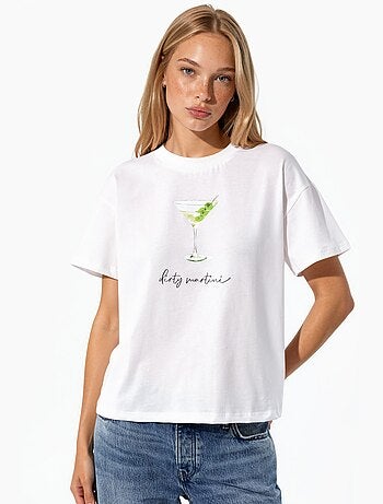 T-shirt en coton imprimé à col ras du cou et coupe classique hiccup