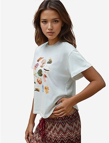 T-shirt en coton imprimé à col ras du cou et coupe classique hiccup