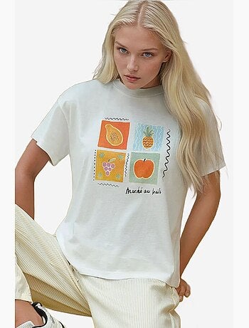 T-shirt en coton imprimé à col ras du cou et coupe classique hiccup
