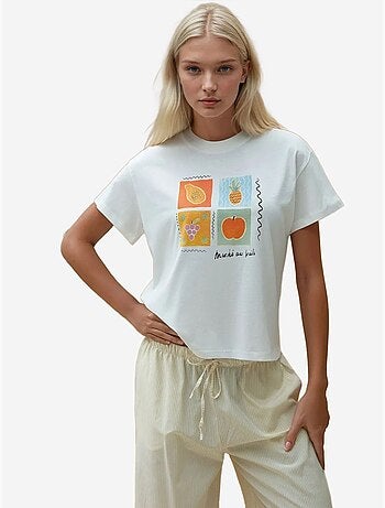 T-shirt en coton imprimé à col ras du cou et coupe classique hiccup