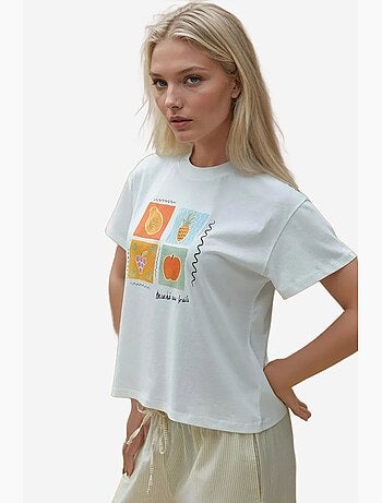 T-shirt en coton imprimé à col ras du cou et coupe classique hiccup