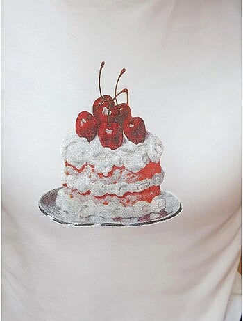T-shirt en coton imprimé à col ras du cou et coupe classique