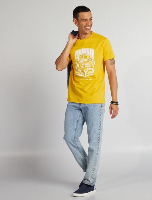 T-shirt en coton imprimé à col rond - Kiabi