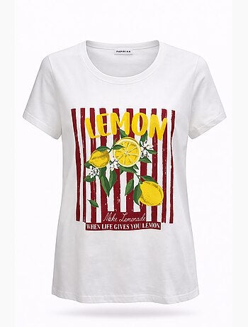T-shirt en coton imprimé citrons PAPRIKA