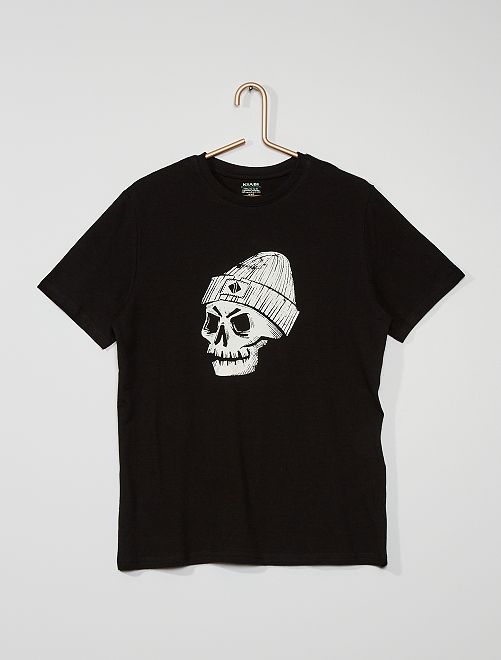 T-shirt en coton imprimé 'crâne'                                                                 noir 
