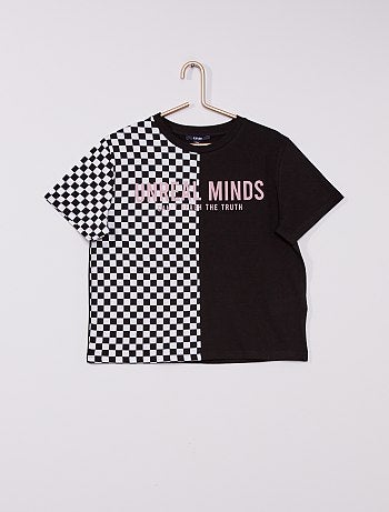 T-shirt en coton imprimé 'damiers'
