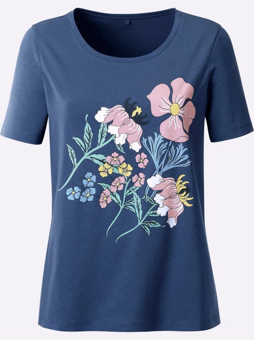 T-shirt en coton imprimé floral à col rond et manches courtes - Taille standard - Moda Vilona - Kiabi T-shirt en coton imprimé floral à col rond et manches courtes - Taille standard - Moda Vilona - Kiabi