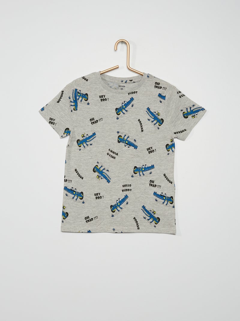T-shirt en coton imprimé gris - Kiabi