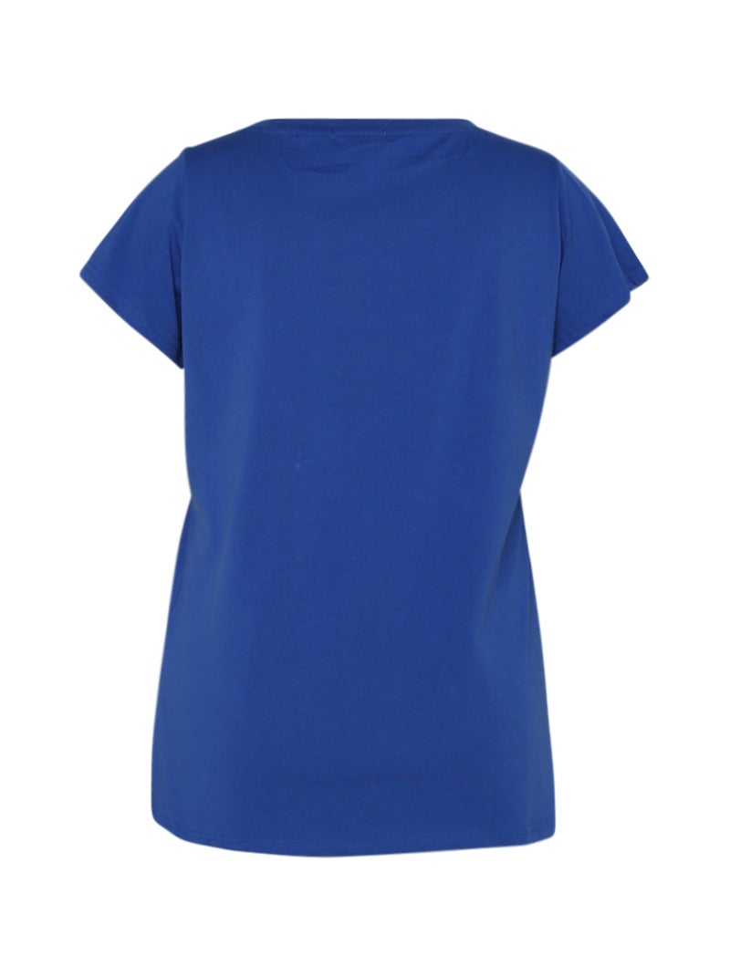 T-shirt en coton imprimé PAPRIKA Bleu roi - Kiabi