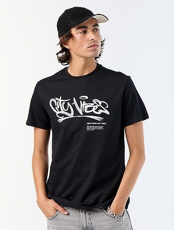 T-shirt en coton à col rond homme avec imprimé