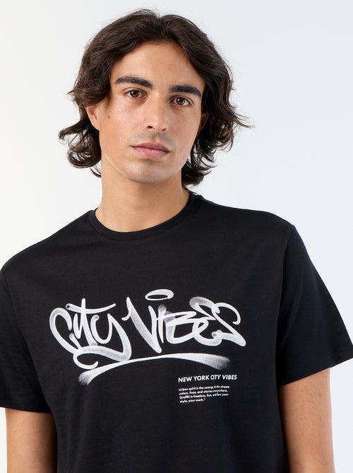 T-shirt en coton imprimé pour homme à col rond - Kiabi