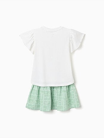 T-shirt en coton + jupe avec motif plage