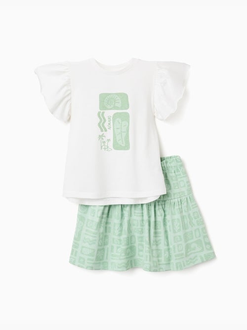 T-shirt en coton + jupe avec motif plage - Kiabi