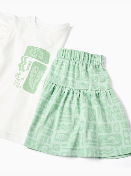 T-shirt en coton + jupe avec motif plage - Kiabi