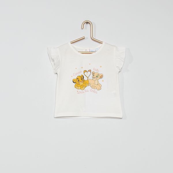 T Shirt En Coton Le Roi Lion Bebe Fille Blanc Kiabi 8 00