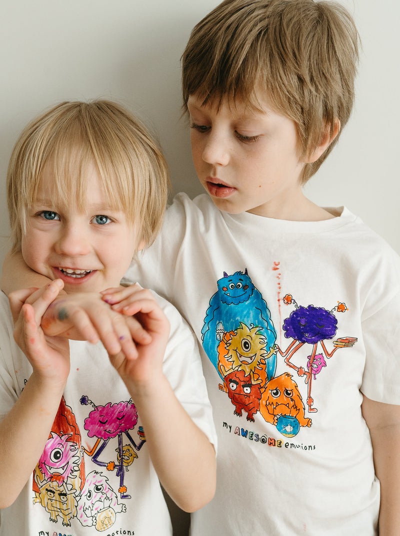 T-Shirt en Coton + Marqueurs Blanc - Kiabi