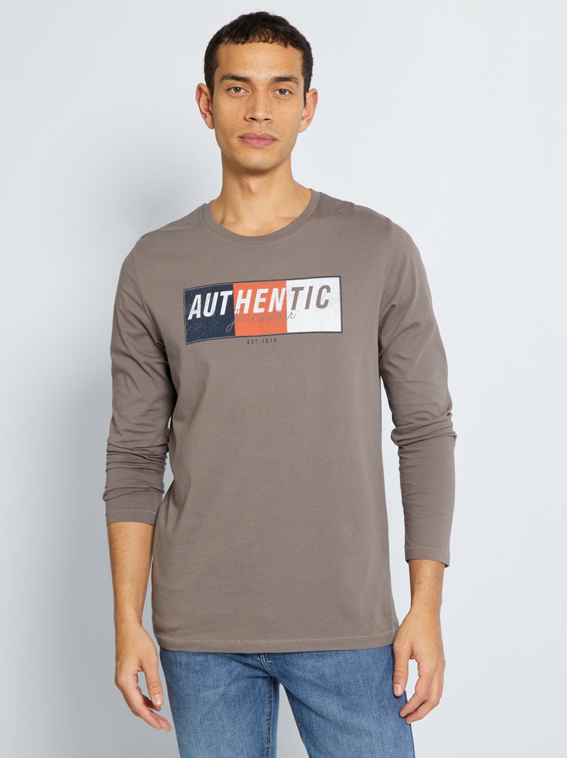 T-shirt en coton Marron - Kiabi