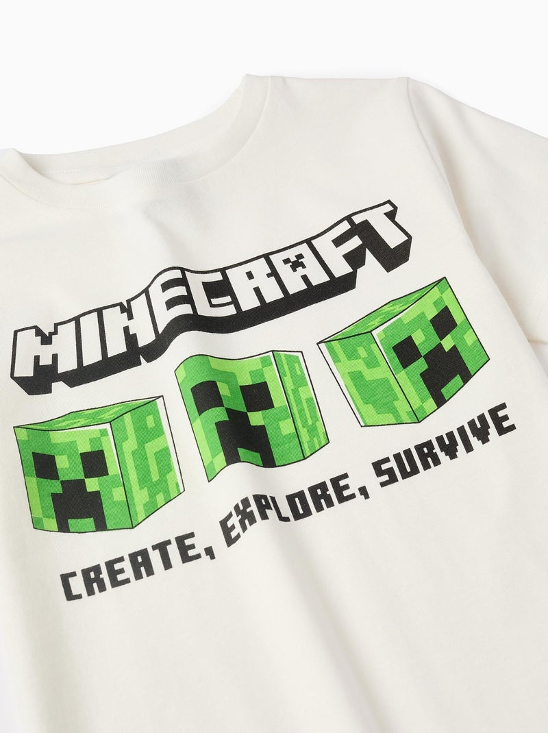 T-shirt en Coton Minecraft Blanc - Kiabi
