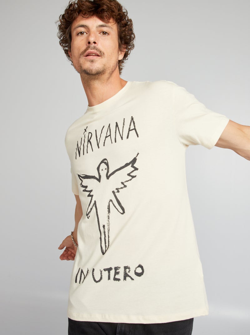 T-shirt en coton 'Nirvana' beige - Kiabi