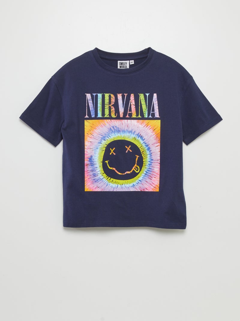 T-shirt en coton 'Nirvana' Bleu marine - Kiabi