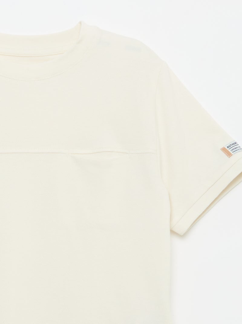 T-shirt en coton piqué à manches courtes Blanc - Kiabi