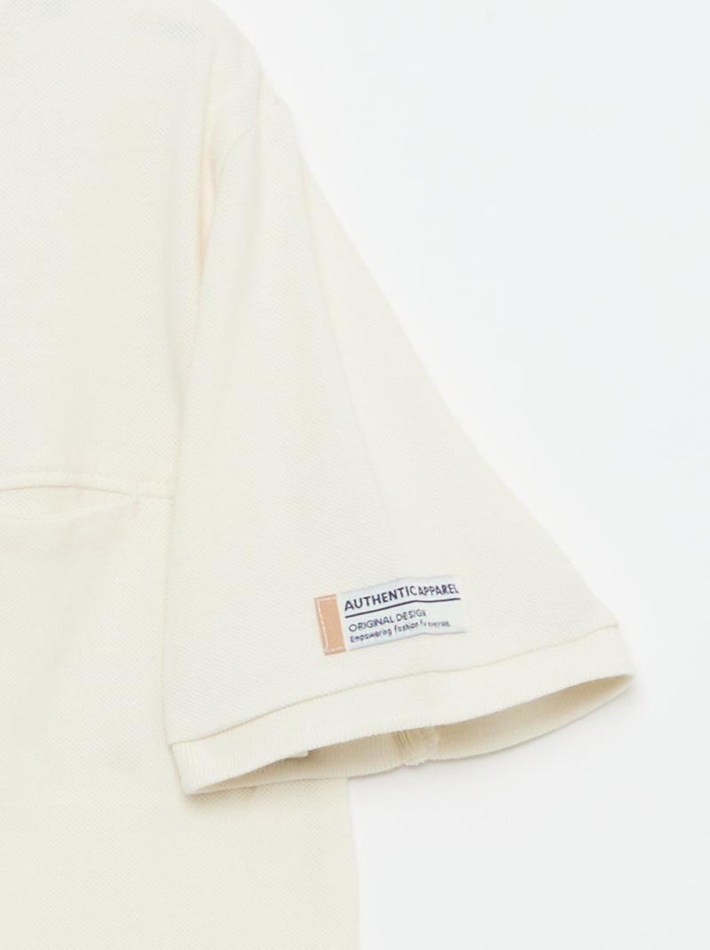 T-shirt en coton piqué à manches courtes Blanc - Kiabi