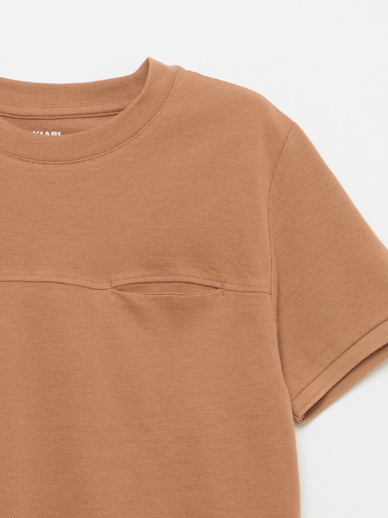 T-shirt en coton piqué à manches courtes Blanc - Kiabi