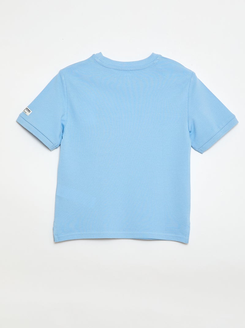 T-shirt en coton piqué à manches courtes Bleu - Kiabi