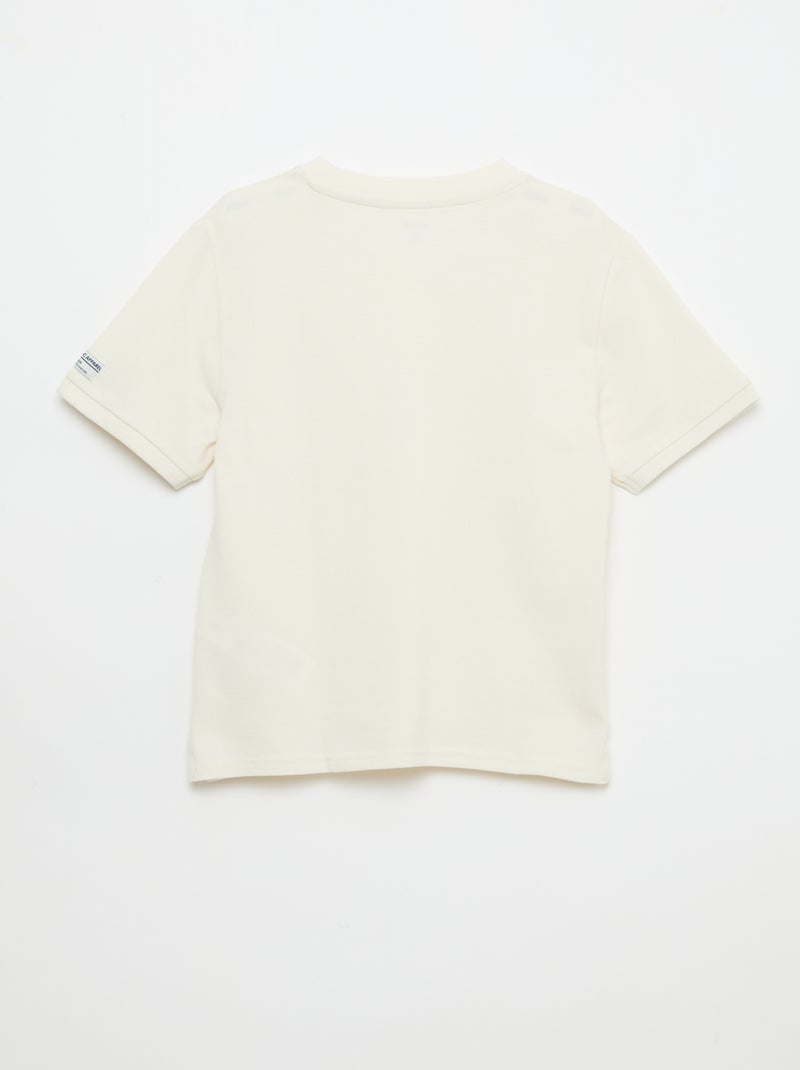 T-shirt en coton piqué à manches courtes Ecru - Kiabi
