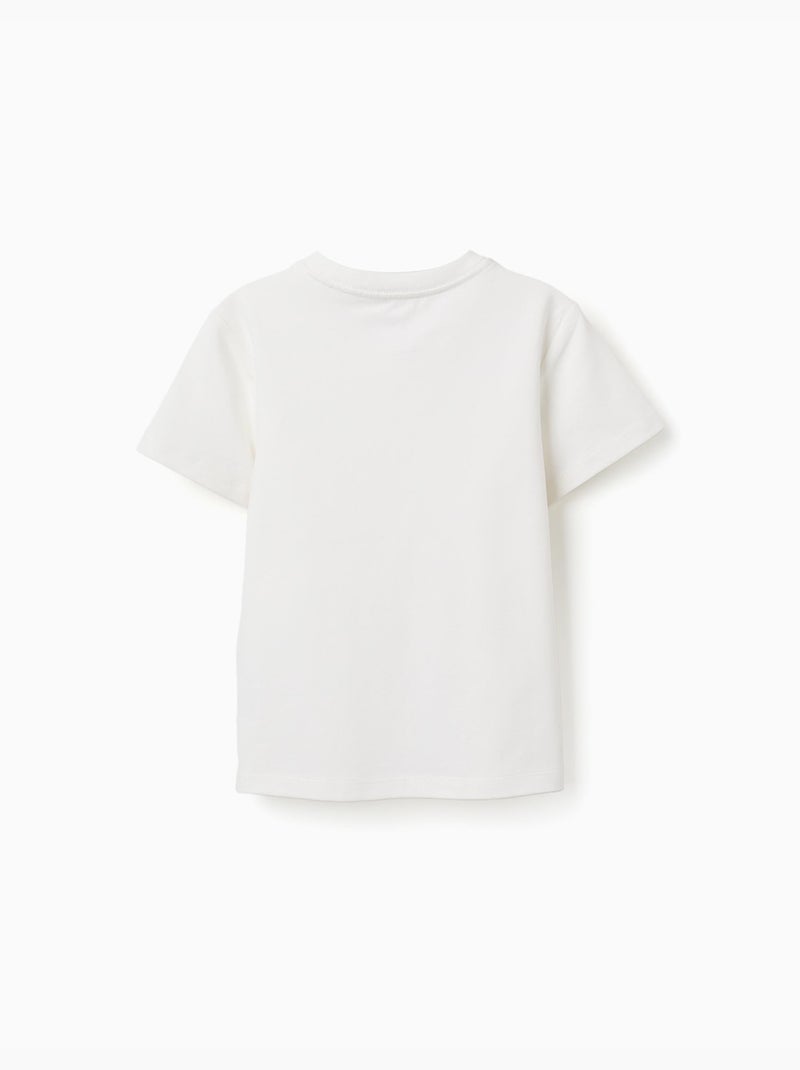 T-shirt en coton piqué avec poche Blanc - Kiabi