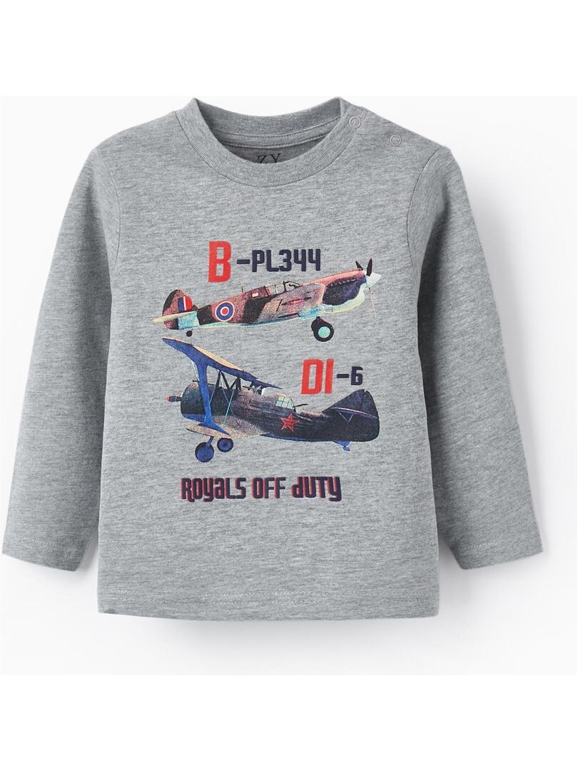 T-shirt en coton pour bébé garçon 'Royals off Duty' manches longues  ROYALS OFF DUTY Gris - Kiabi